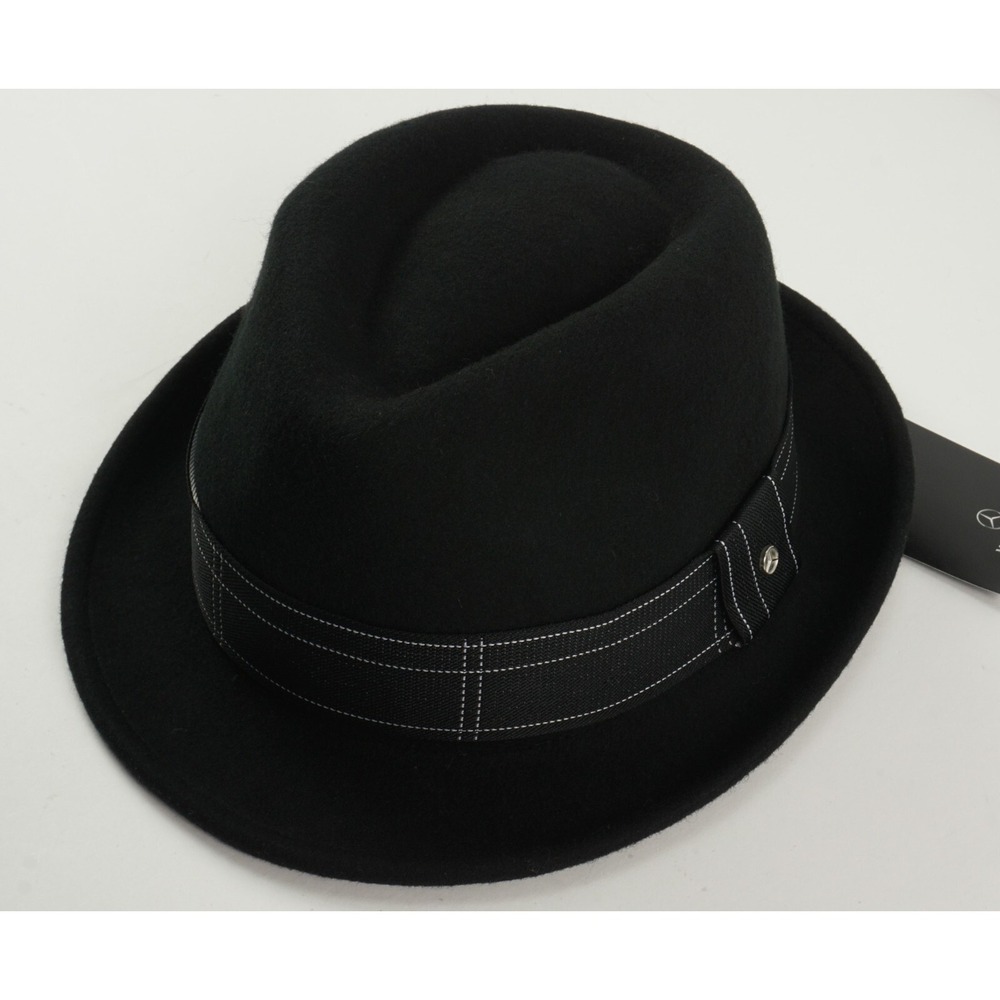 New Stetson x Mercedes Benz Trillby Felt Wool Fedora Hat Men's Medium Black